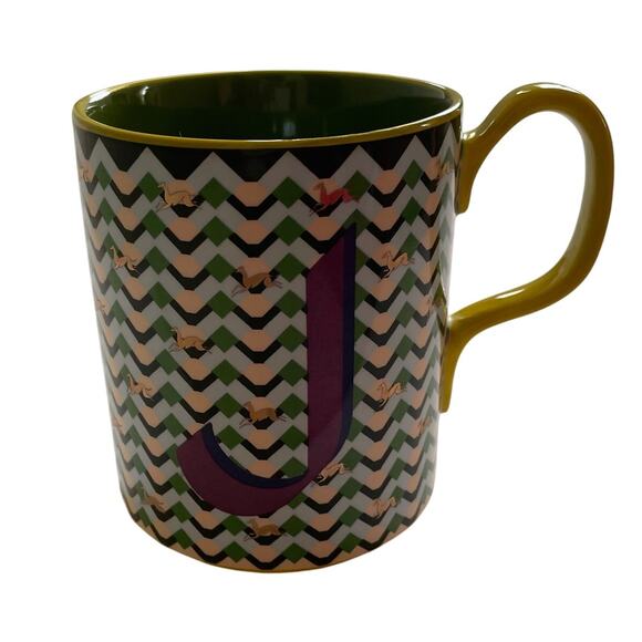Anthropologie Parker Stoneware Monogram Mug “J” - 14.8 oz‎ - Micro Geo NWOB - Picture 6 of 6